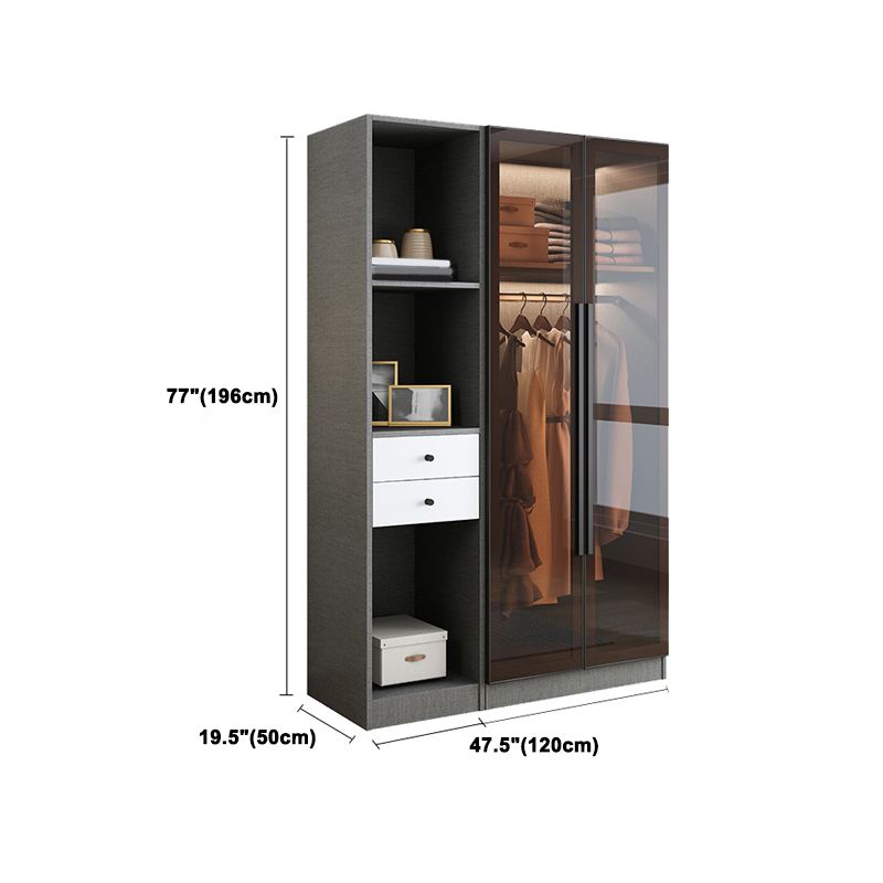 Contemporary Storage Cabinet Mirrored Finish Cabinet with Glass Door
