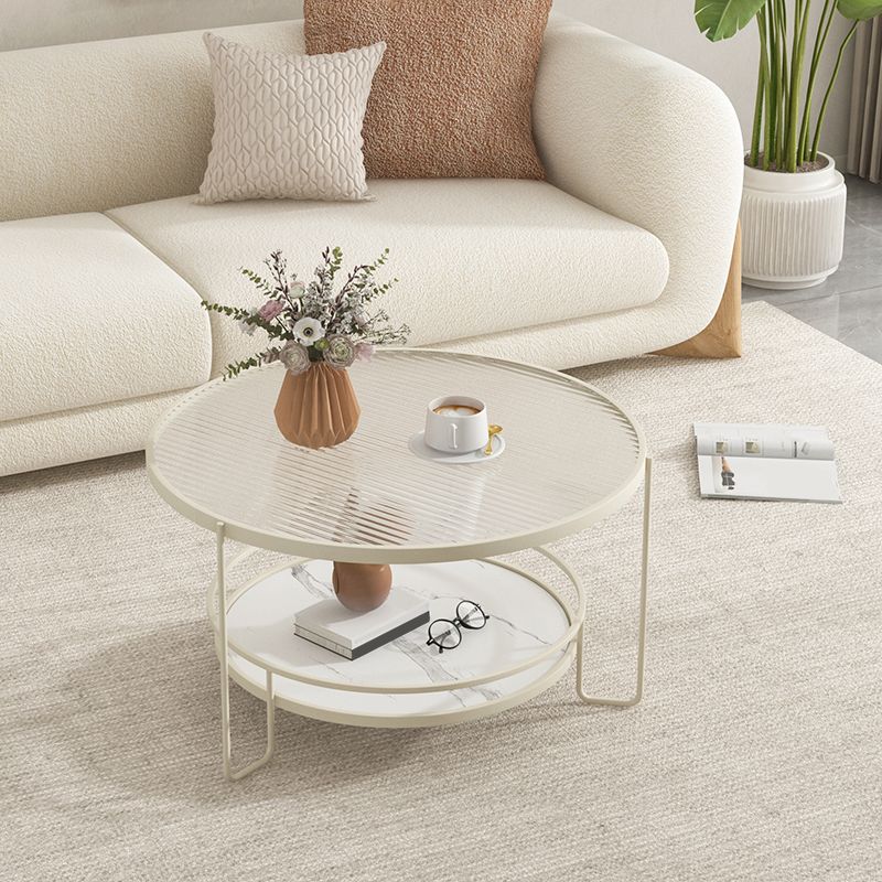 3 Legs Round Cocktail Table Glass Top Coffee Table with Shelf Clearhalo 'Coffee & Accent Tables' 'Coffee Tables' 'coffee_tables' 'furn' 'furn_coffee_tables' 'Furniture' 'Living Room Furniture' 1200x1200_63efe057-84a2-4dae-8e58-d2b85e574822