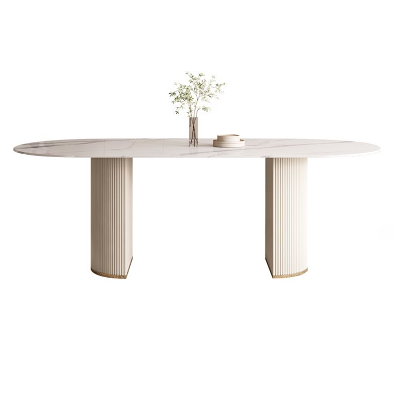 Oval Contemporary Dining Table Sintered Stone Home Fixed Desk
