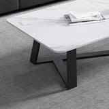 Contemporary Rectangular Coffee Table Trestle Marble Cocktail Table