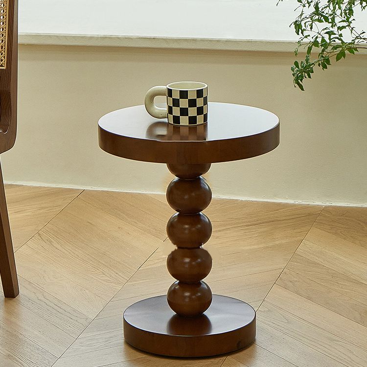 Traditional Round Wooden End Table 15.74" Wide Pedestal Side Table