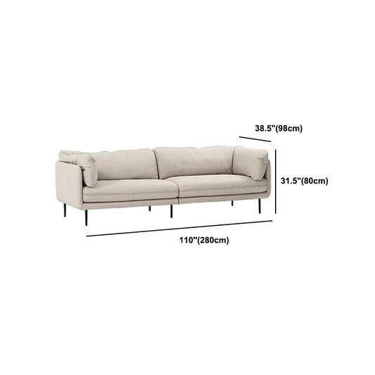 Modern beige faux lederen sofa 38,58 "d smokingarmarmkussens zitplaatsen