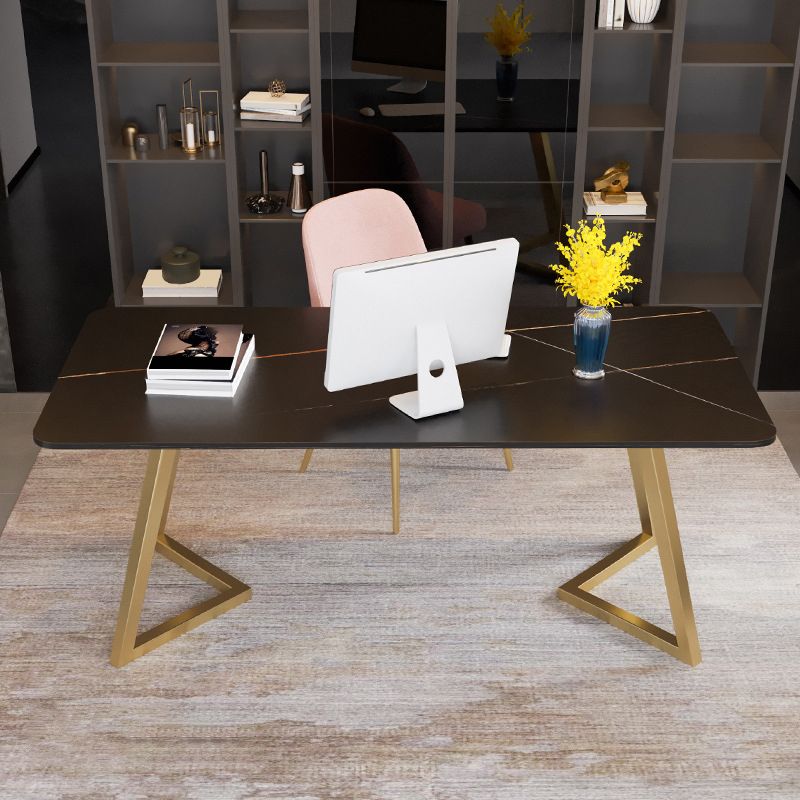 グラムメタルオフィスデスクオフィス用のゴールデン長方形のライティングデスク