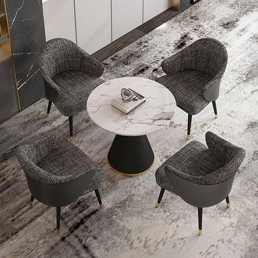Scandinavian Sintered Stone Dining Set with Pedestal Base Dining Furniture for Home Use Clearhalo 'Dining Room Sets' 'Dining Tables & Seating' 'dining_room_set' 'furn' 'furn_dining_room_set' 'Furniture' 'furniture_dining_room_set' 'Kitchen & Dining Furniture' 'kitchen&dining_furn' 'kitchen' 1200x1200_63fa1d0e-b8f2-4d96-9b5d-01e64846b1dd