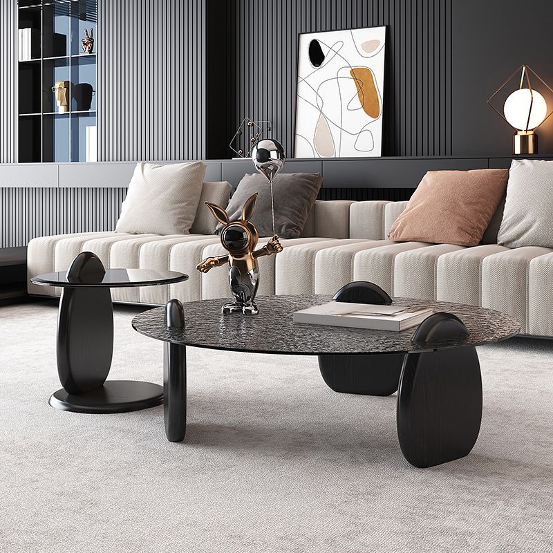 Glass Top Coffee Table Black Modern Round 3 Legs Cocktail Table Clearhalo 'Coffee & Accent Tables' 'Coffee Tables' 'coffee_tables' 'furn' 'furn_coffee_tables' 'Furniture' 'Living Room Furniture' 1200x1200_63fa3ccb-6a77-409b-8bc4-65680753b394