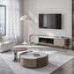 Slate Coffee Cocktail Table Drum Coffee or End Table with 2 Storage Drawers