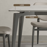 Stainless Steel Frame Dinette Table Stone Top Rectangle Dining Table Clearhalo 'Dining Tables & Seating' 'Dining Tables' 'dining_table' 'furn' 'furn_dining_table' 'Furniture' 'Kitchen & Dining Furniture' 1200x1200_63fbedef-56da-47a9-8d3f-70a18a8b8cd9