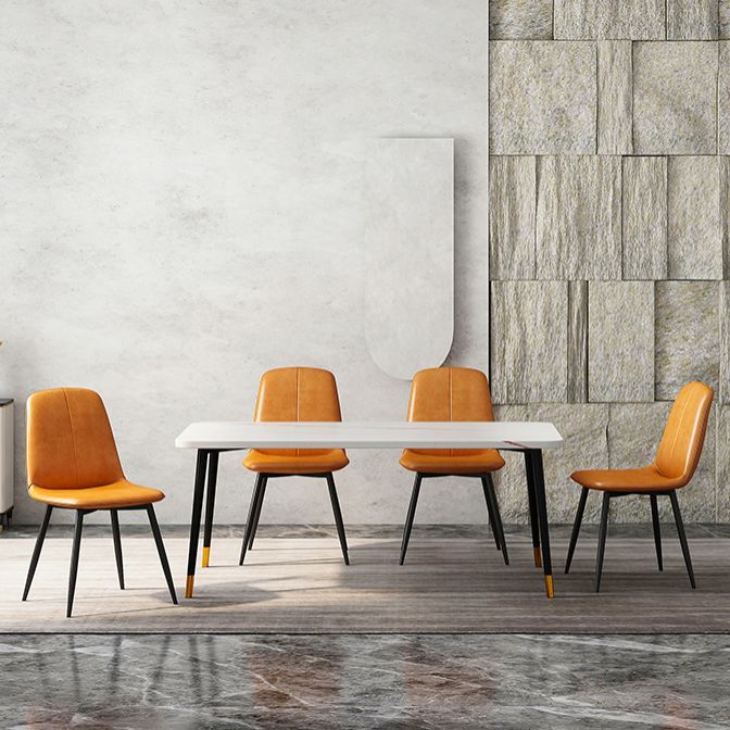 Contemporary Metal Dining Side Chair Dining Room Armless Solid Back Single Chair Clearhalo ' kitchen&dining_furn' 'Dining Chairs' 'Dining Tables & Seating' 'dining_chair' 'furn' 'furn_dining_chair' 'Furniture' 'furniture_dining_chair' 'Kitchen & Dining Furniture' 'kitchen' 1200x1200_63fc0d90-ca2a-4242-b5a8-d175f1a67ce9