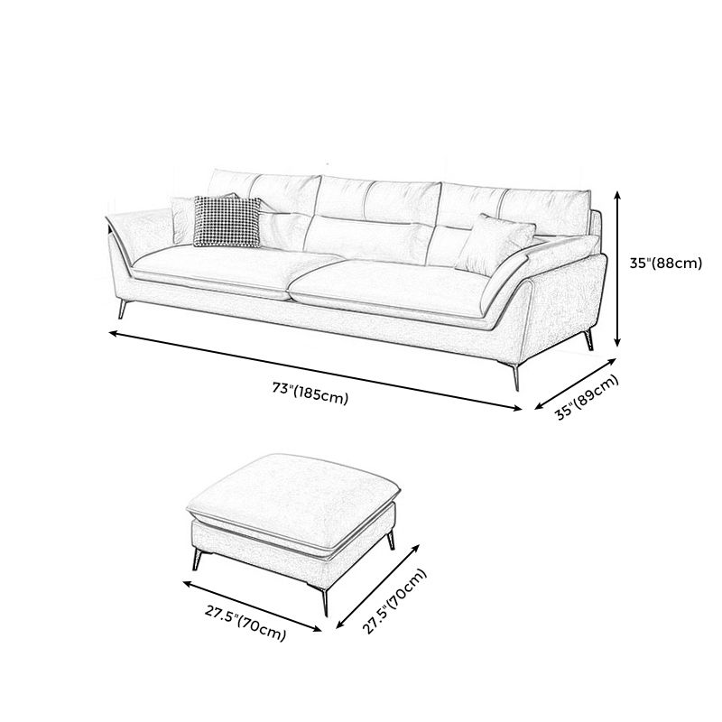 Cream Faux Leather High Back Pillow Top Arm Sofa/Sectional with Stain-Resistant