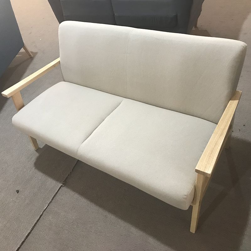 Solid Wood Solid Color Sofa Stationary Sewn Pillow Back Settee for Living Room