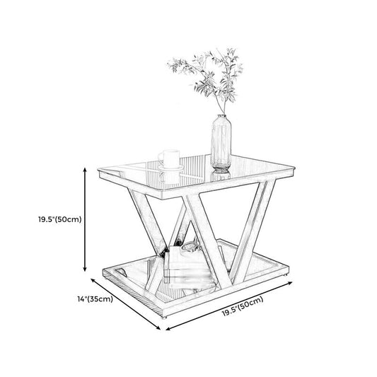 Square Block Base Metal Frame Black/white Tempered Glass Rectangular Coffee Table Clearhalo 'Coffee & Accent Tables' 'Coffee Tables' 'coffee_tables' 'furn' 'furn_coffee_tables' 'Furniture' 'furniture_coffee_tables' 'Living Room Furniture' 1200x1200_6402d66c-ea78-4af5-9522-e254f84fc52c