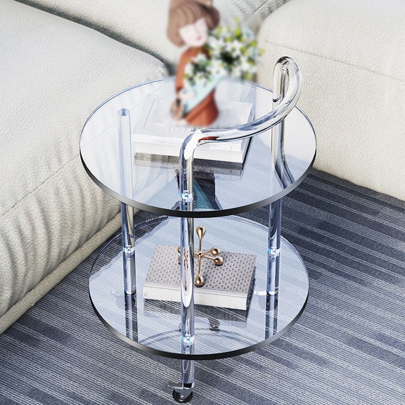 22" H End Slide Table Round Shape Acrylic End Table in Clear