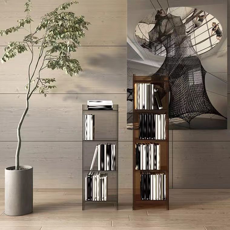 4/5-Shelf Glam Vertical Acrylic Standard Bookshelf Closed Back Bookshelf Clearhalo 'Bookcases' 'furn' 'furn_bookcases' 'Furniture' 'furniture_bookcases' 'kitchen' 'kitchen_bookcases' 'Living Room Furniture' 'Office Furniture' 1200x1200_64041849-34cc-4f54-9dce-6c8f63222243