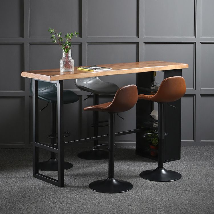 Industrial Wood Pub Table with Rectangle Table Top Trestle Table - 41.3" H Clearhalo 'Bar Furniture' 'Bar Tables' 'bar_tables' 'furn' 'furn_bar_tables' 'Furniture' 'furniture_bar_tables' 'Kitchen & Dining Furniture' 1200x1200_6404d1d3-9be1-44f6-be4a-d2acc1be40db