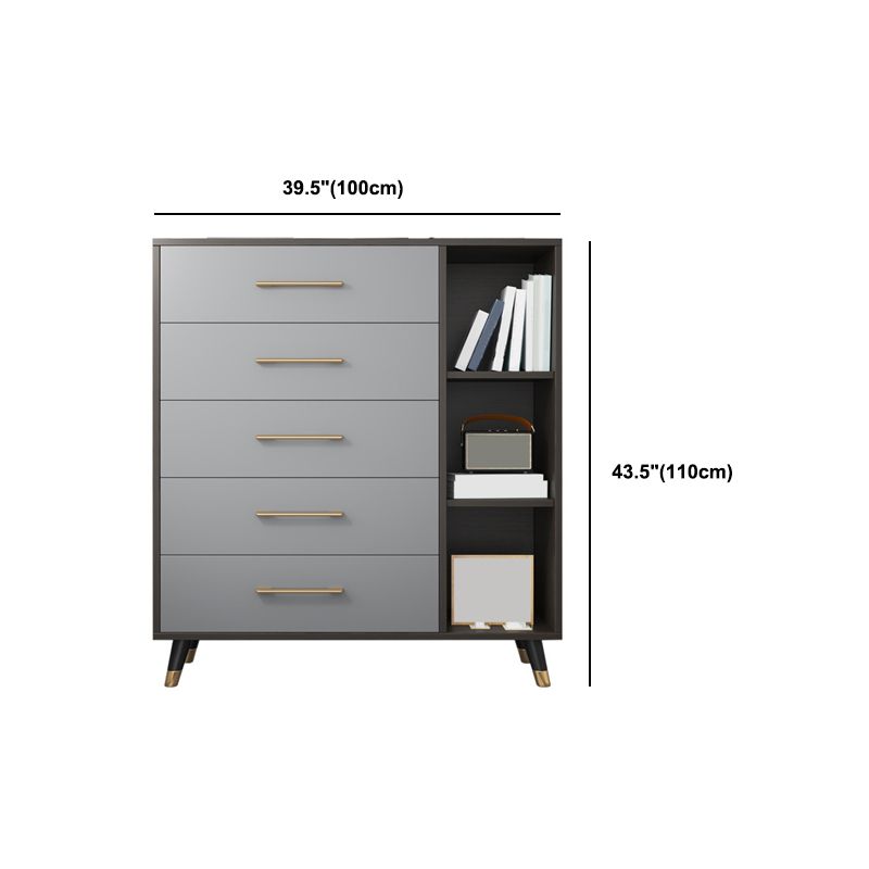 15.74" W Gray Accent Chest with Solid Wood Straight Legs Chest with Drawers