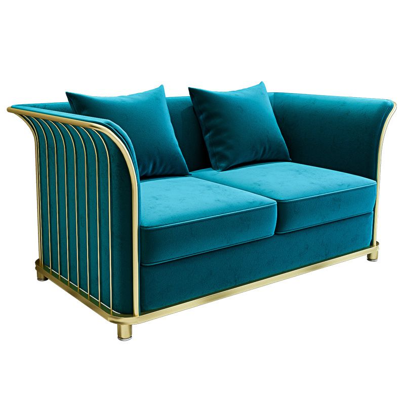 27.5" H Contemporary Blue Velvet Tuxedo Arm Sofa with Pillows Clearhalo 'furn' 'furn_sofas' 'Furniture' 'Living Room Furniture' 'Sofa' 'sofas' 1200x1200_6405d367-d018-41bd-be03-76b6f74359b2