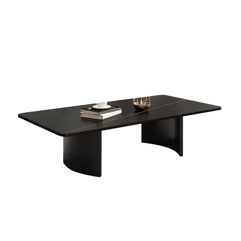 Glam 15.7" H Rectangle Slate Coffee Table Steel 2 Legs Cocktail Table