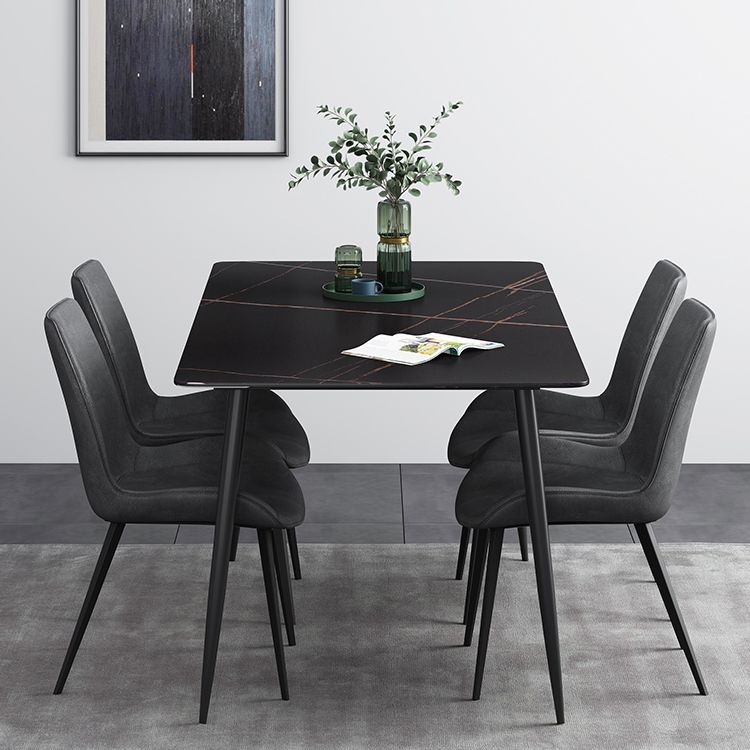 Sintered Stone Industrial Dining Table 4 Legs Base Rectangle Table for Home Clearhalo ' dining_table' 'Dining Tables & Seating' 'Dining Tables' 'furn' 'furn_dining_table' 'Furniture' 'furniture_dining_table' 'Kitchen & Dining Furniture' 'kitchen&dining_furn' 'kitchen' 'kitchen_dining_table' 1200x1200_6407500a-e814-45a3-895b-ac6374055567