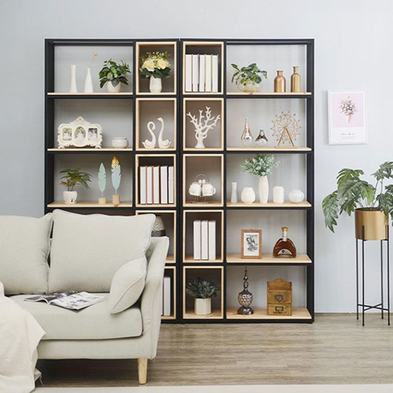 Modern Metal and Wooden Book Shelf Open Study Room Bookcase with Shelves Clearhalo 'Bookcases' 'furn' 'furn_bookcases' 'Furniture' 'Office Furniture' 1200x1200_640766ed-4647-4d9b-9c03-edc2759fbc31