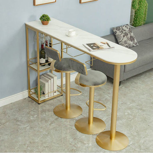 Sintered Stone Bistro Bar Table Modern Gold Frame Bar Table for Living Room Clearhalo 'Bar Furniture' 'Bar Tables' 'bar_tables' 'furn' 'furn_bar_tables' 'Furniture' 'Kitchen & Dining Furniture' 1200x1200_6408211d-fe16-4d22-bc93-fd09c25676ea
