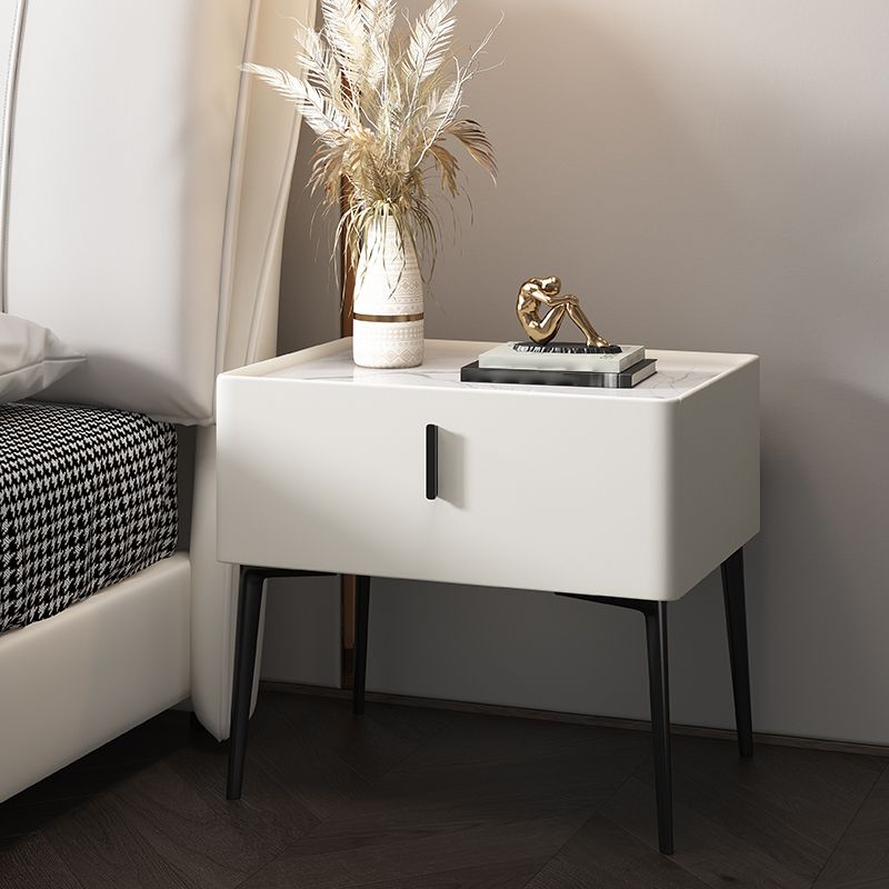 2-Drawer Nightstand with 4 Legs 20" Tall Stone Top Night Table Clearhalo 'Bedroom Furniture' 'furn' 'furn_night_stand' 'Furniture' 'night_stand' 'Nightstands' 1200x1200_6408e3de-2255-4f6f-99c9-8e0e833faf29