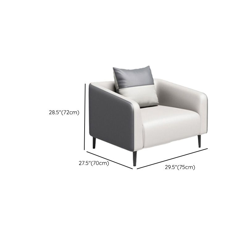 グレーコンテンポラリーソファフェイクレザータキシードアームソファ枕と