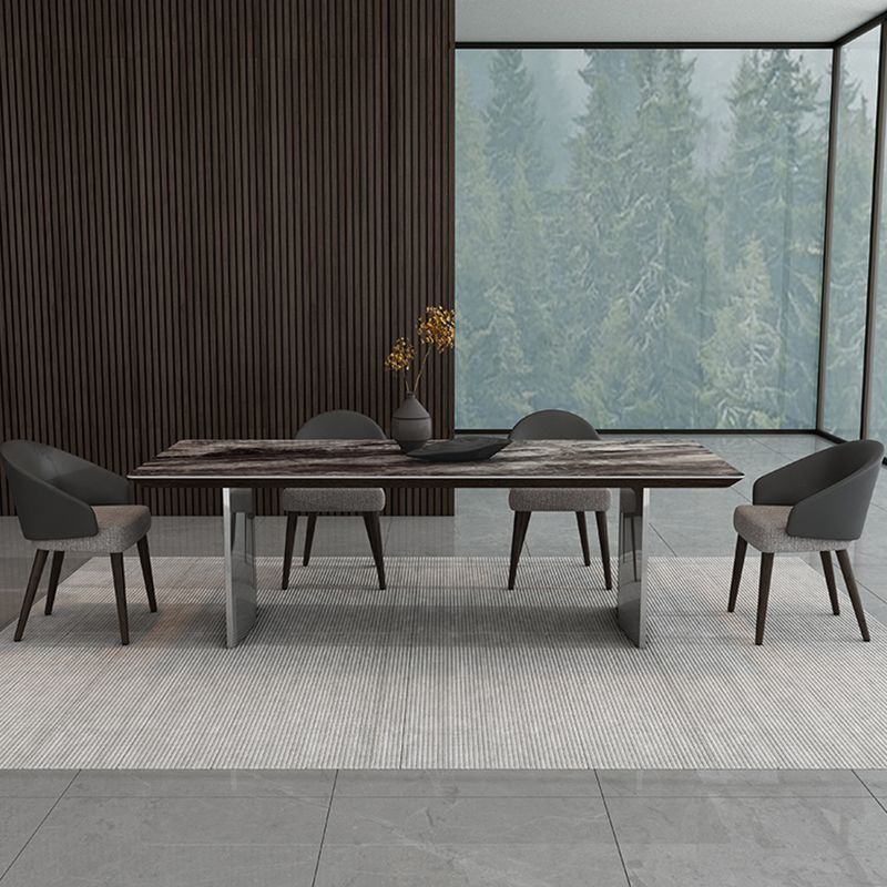 Glam Dinette Set voor eetkamer 1/4/5/7 pc's glanzende grijze eettafel set