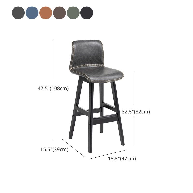 Scandinavian Rubberwood Home Stool Matte Finish Leather Barstool Clearhalo 'Bar Furniture' 'Bar Stools' 'bar_stools' 'Furniture' 'furniture_bar_stools' 'Kitchen & Dining Furniture' 1200x1200_640c339e-03ec-43e5-a1b9-e931526bcb6a