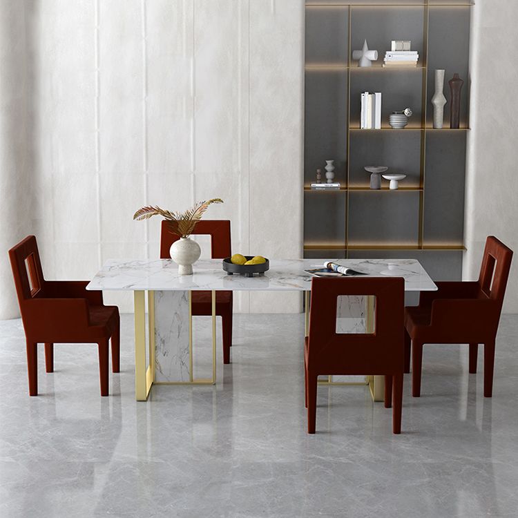 Juego de comedor de estilo glamoroso 1/5/7 PCS Juego de comidas con mesa de piedra rectangular