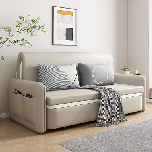Modernes beige Farbsofa Bett Kunstleder Cabrio -Sofa mit Taschenlagerung