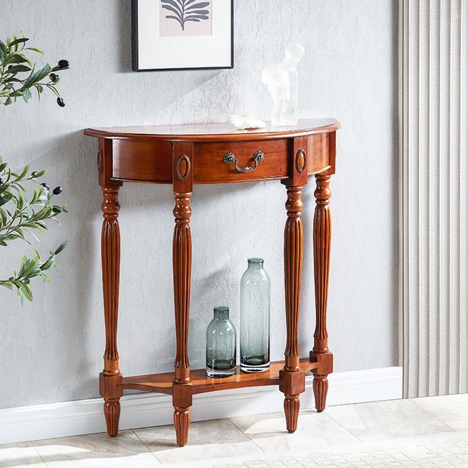 Tavolo vittoriano marrone tavolo con console di divano mezza luna per hall