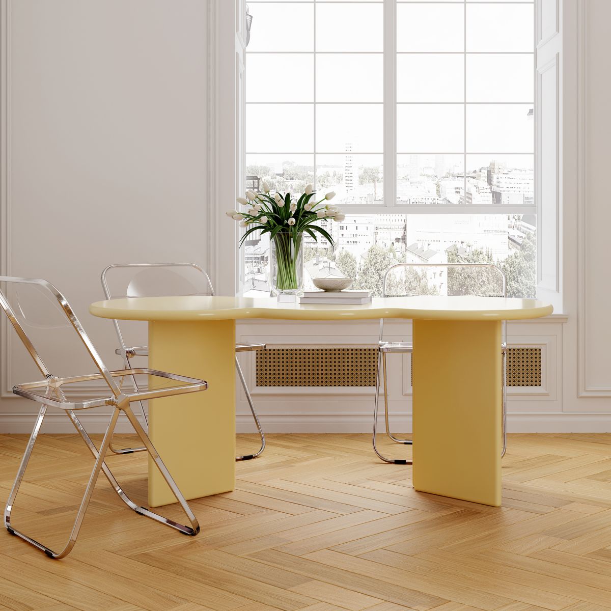 Free Form Solid Wood Dining Table Double Pedestal Furniture in Matte Finish Clearhalo 'Dining Tables & Seating' 'Dining Tables' 'dining_table' 'furn' 'furn_dining_table' 'Furniture' 'furniture_dining_table' 'Kitchen & Dining Furniture' 'kitchen' 'kitchen_dining_table' 1200x1200_640fc8ea-36b9-4c28-96ae-962835b9f42a