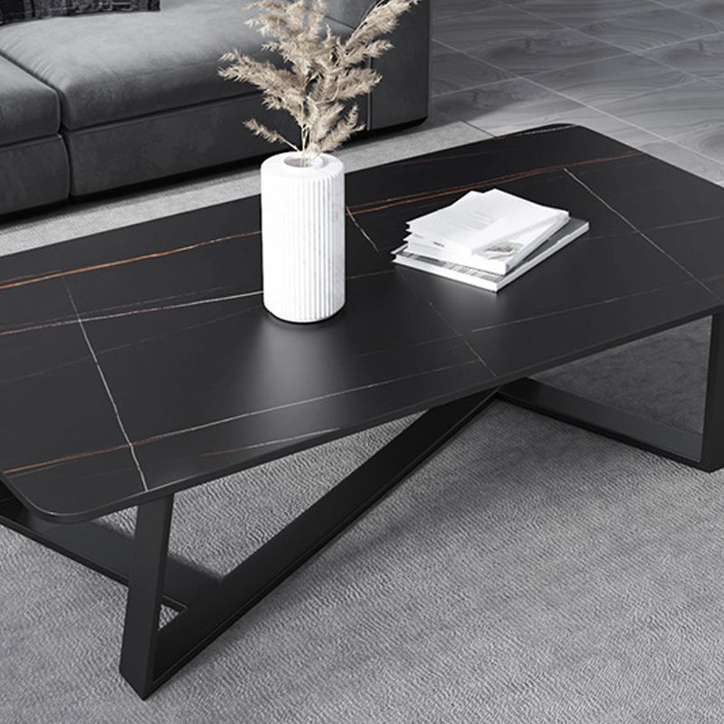 X-Base Coffee Cocktail Table Rectangle Coffee Table with Marble Top Clearhalo 'Coffee & Accent Tables' 'Coffee Tables' 'coffee_tables' 'furn' 'furn_coffee_tables' 'Furniture' 'Living Room Furniture' 1200x1200_64107951-7dd4-44ff-b1d4-21c2bcdef9ec