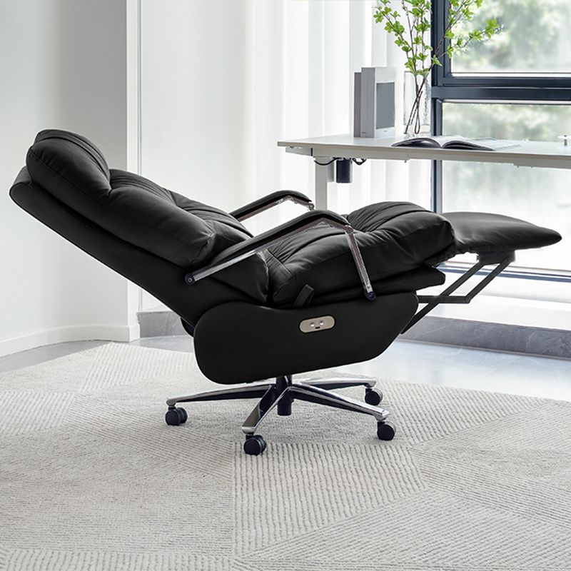 Silla de oficina de tobogán moderna con brazos acolchados de cuero altura de altura de asiento ajustable
