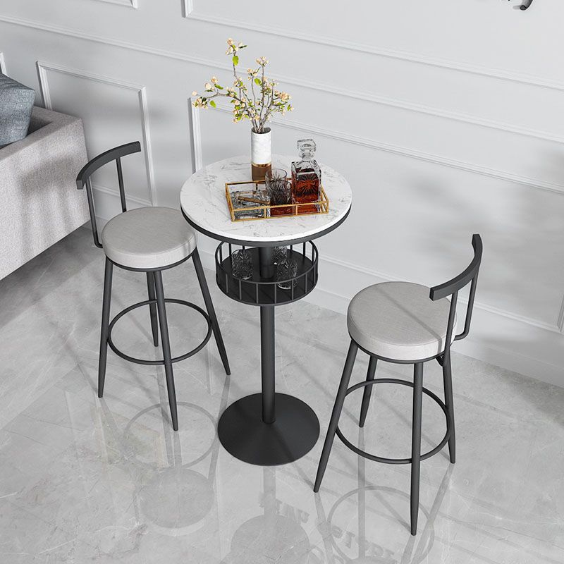 Polished Finish Marble Top Bar Table Glam Metal Frame Pub Table Clearhalo 'Bar Furniture' 'Bar Tables' 'bar_tables' 'furn' 'furn_bar_tables' 'Furniture' 'Kitchen & Dining Furniture' 1200x1200_641ac6e6-e511-4ae2-8ecd-0c81fa7baa02