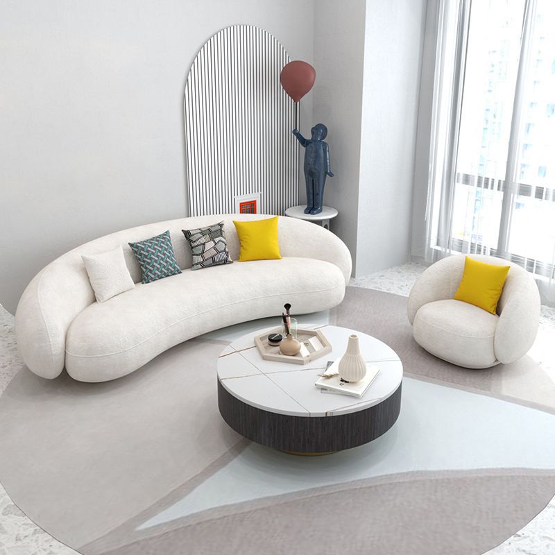 23.62" High Sloped Arm Sofa with 4 Pillows Wool Sofa in White Clearhalo 'furn' 'furn_sofas' 'Furniture' 'Living Room Furniture' 'Sofa' 'sofas' 1200x1200_641c725a-b36f-48c6-93ad-5e774b8fdf05