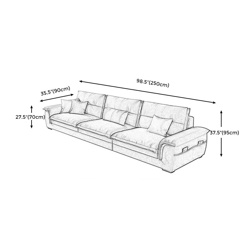 Muebles de brazo acampanado seccional sofá gris oscuro seccional con almohadas