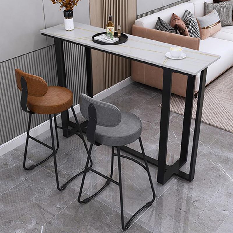 Modern Style Stone Bar Dining Table Rectangle Bar Table in White Clearhalo 'Bar Furniture' 'Bar Tables' 'bar_tables' 'furn' 'furn_bar_tables' 'Furniture' 'Kitchen & Dining Furniture' 1200x1200_641ef336-533f-4cc7-9925-827f4fd40bd7