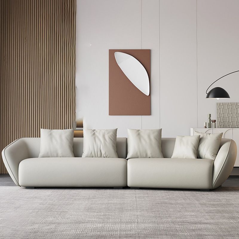 Genuine Leather Sloped Arm Sofa Contemporary Standard Sofa with Pillows Clearhalo 'furn' 'furn_sofas' 'Furniture' 'Living Room Furniture' 'Sofa' 'sofas' 1200x1200_641fb241-e026-48b8-a826-c9c284af5432