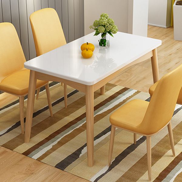 Rubberwood Modern Solid Wood Dining Table 4 Legs Base Table in Wood Color Clearhalo ' dining_table' 'Dining Tables & Seating' 'Dining Tables' 'Furniture' 'furniture_dining_table' 'Kitchen & Dining Furniture' 'kitchen&dining_furn' 'kitchen' 'kitchen_dining_table' 1200x1200_64204d86-63df-408e-956a-8df538a58cf1