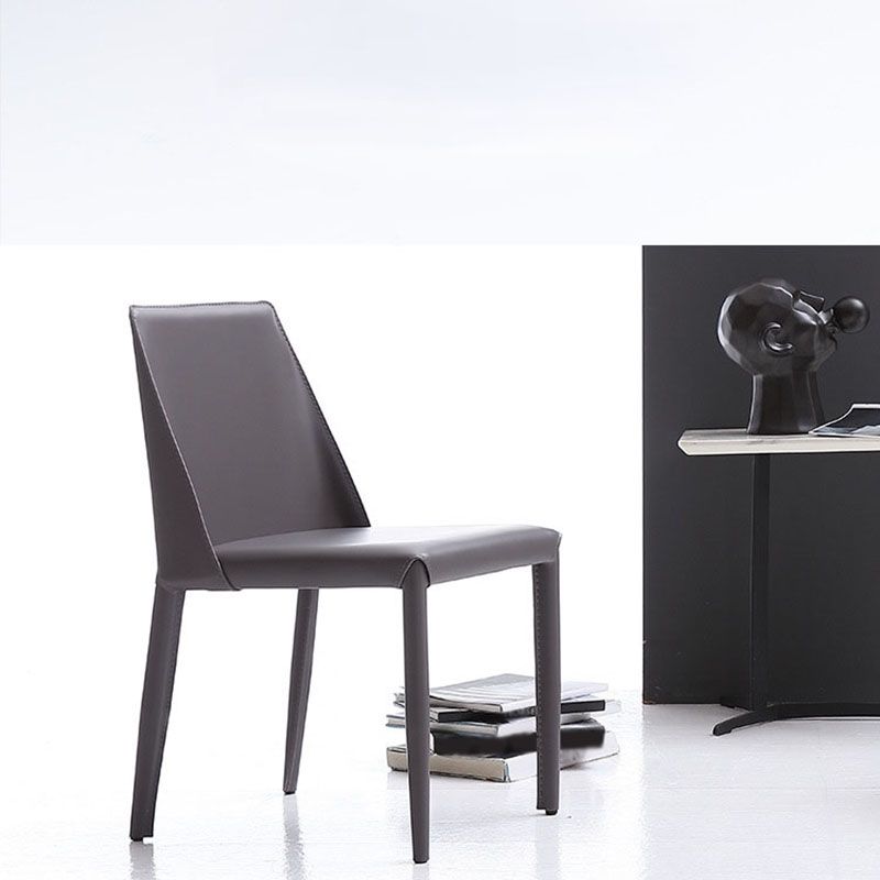 Contemporary Style Leather Dining Side Chairs Matte Finish Solid Back Armless Chairs Clearhalo ' kitchen&dining_furn' 'Dining Chairs' 'Dining Tables & Seating' 'dining_chair' 'furn' 'furn_dining_chair' 'Furniture' 'furniture_dining_chair' 'Kitchen & Dining Furniture' 'kitchen' 1200x1200_64214518-1198-4a46-87d4-9c76fc438155