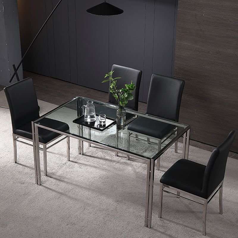 Contemporary Style Tempered Glass Top Dining Table 4 Legs Table for Dining Room Clearhalo ' dining_table' 'Dining Tables & Seating' 'Dining Tables' 'furn' 'furn_dining_table' 'Furniture' 'furniture_dining_table' 'Kitchen & Dining Furniture' 'kitchen&dining_furn' 'kitchen' 'kitchen_dining_table' 1200x1200_6421b5b4-c3d0-4d3f-b668-f0acba8e4249