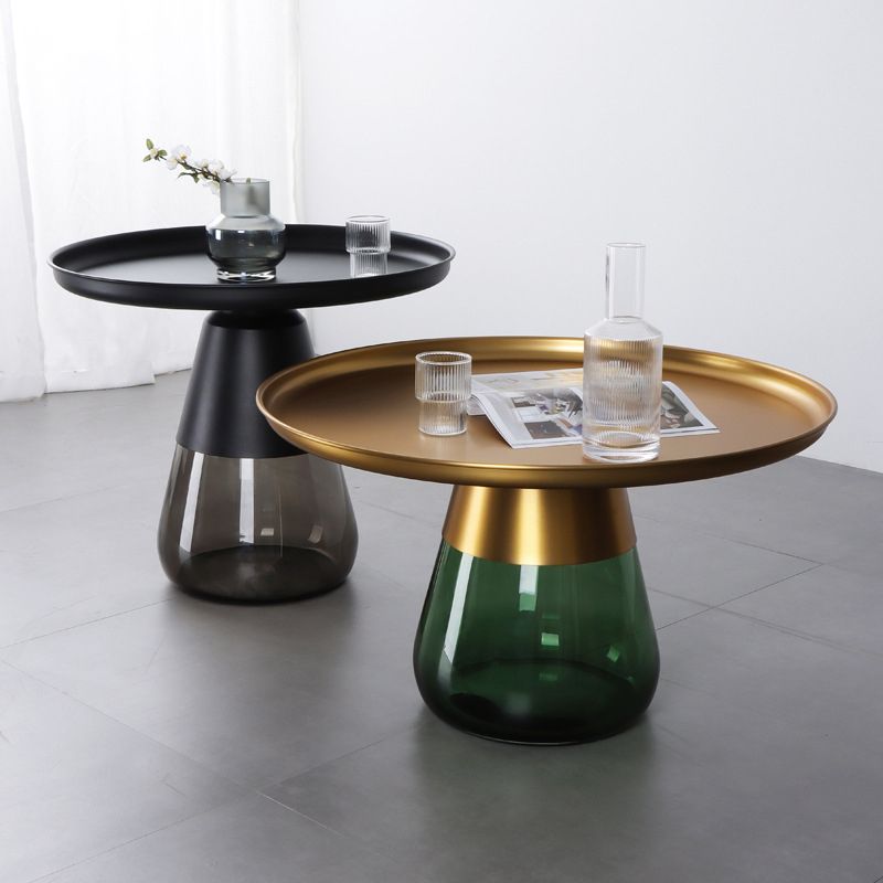 Mid-Century Modern Coffee Table Metal Tray Top Round Single Coffee Table Clearhalo 'Coffee & Accent Tables' 'Coffee Tables' 'coffee_tables' 'furn' 'furn_coffee_tables' 'Furniture' 'Living Room Furniture' 1200x1200_6421dffd-332a-412e-b6a8-a26925704d28