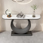 Glam Stone Console Accent Table Half Moon Console Sofa Table for Hall Clearhalo 'Console Tables' 'console_tables' 'Entry & Mudroom Furniture' 'furn' 'furn_console_tables' 'Furniture' 1200x1200_64229679-f558-44f5-a272-ca1eee863666