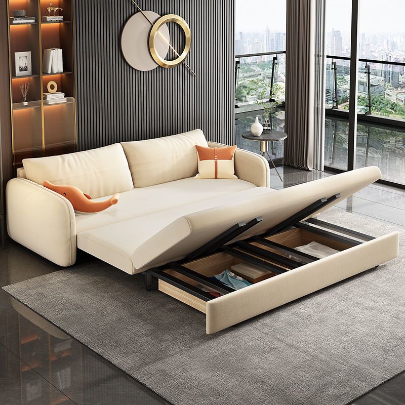 Modern Futon Sofa Bed 30.31" Wide Fabric Storage Futon with Storage
