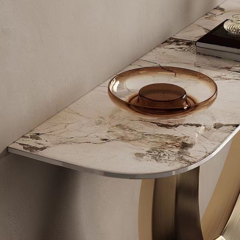 Glam Style Console Table Slate Half Moon Console Table for Hall , 14 Inch Wide