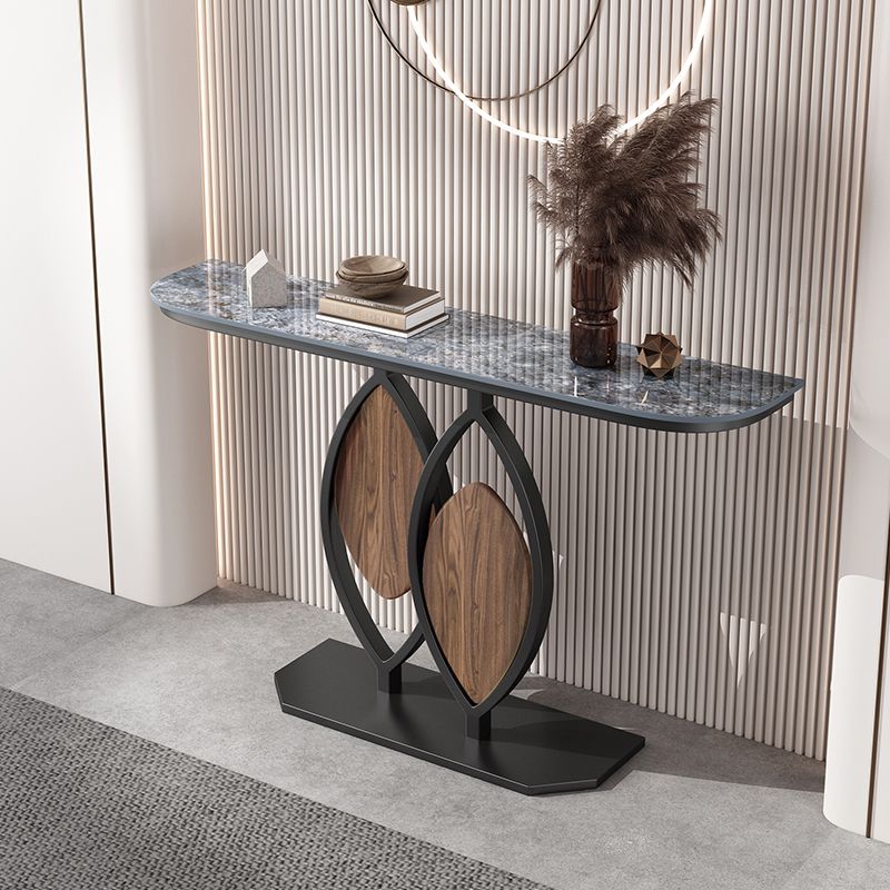 Stain Resistant Glam Marble/metal Rectangle Console Table in Brown/blue