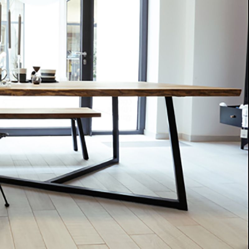 Industrial Solid Wood Table for Restaurant Rectangle Dining Table with Trestle Base Clearhalo 'Dining Tables & Seating' 'Dining Tables' 'dining_table' 'furn' 'furn_dining_table' 'Furniture' 'furniture_dining_table' 'Kitchen & Dining Furniture' 1200x1200_6424ee18-b5f8-4d61-aed0-8ef6407bd02b