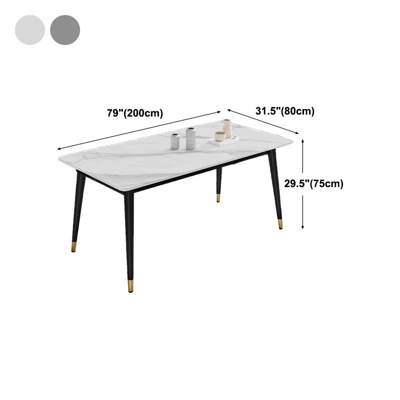 Black 4-foot Metal Dining Table Modern Stone Top Rectangle Dinette Table Clearhalo 'Dining Tables & Seating' 'Dining Tables' 'dining_table' 'furn' 'furn_dining_table' 'Furniture' 'furniture_dining_table' 'Kitchen & Dining Furniture' 1200x1200_64267e6a-e43a-4620-afb5-fe0453c46b89