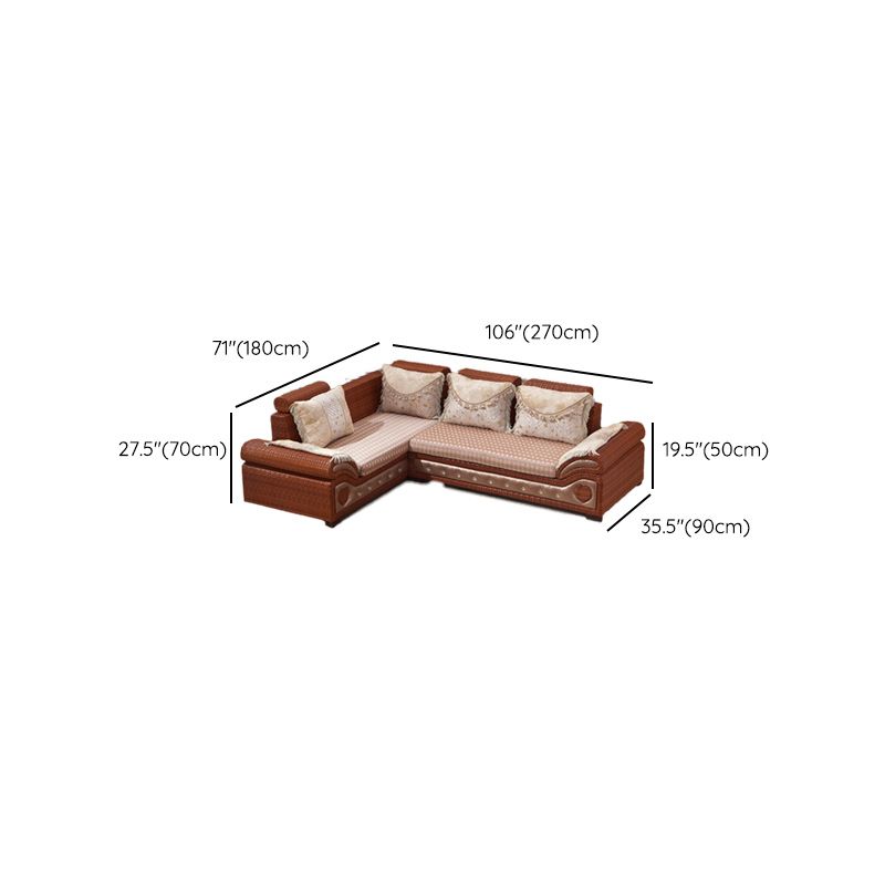 Rattan-Akzentsofa und Chaiselongue-Sofa im tropischen Stil mit Kissen